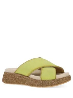 Dansko Bridget Lime Suede Platform Slide Sandals Size 38 /  7.5-8